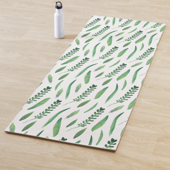 Yoga Mat - Green Leaves Pattern (In situ)