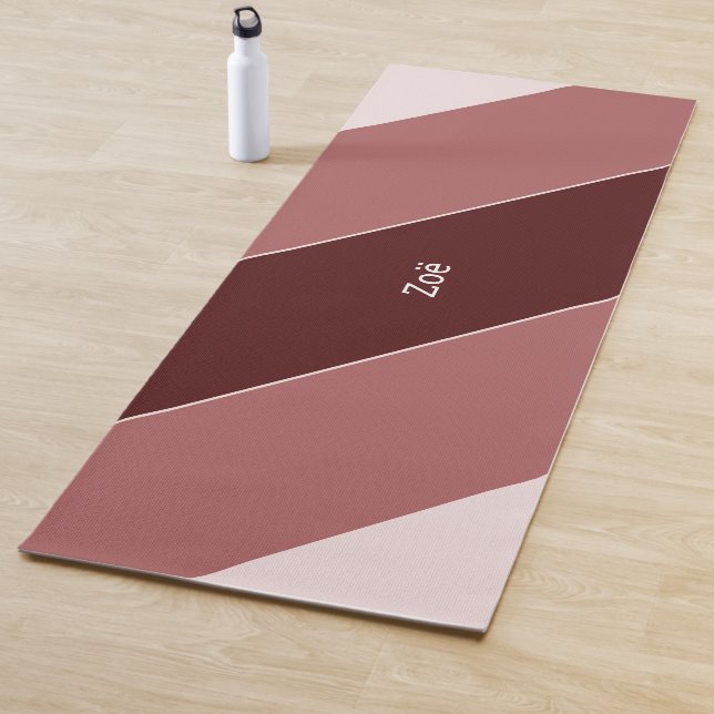 Yoga Mat - Personalised Pink Stripes Pattern (In situ)