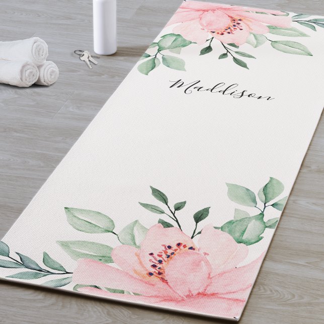 Yoga Mat personalizado de flor rosa (Pink Flower Yoga Mat)