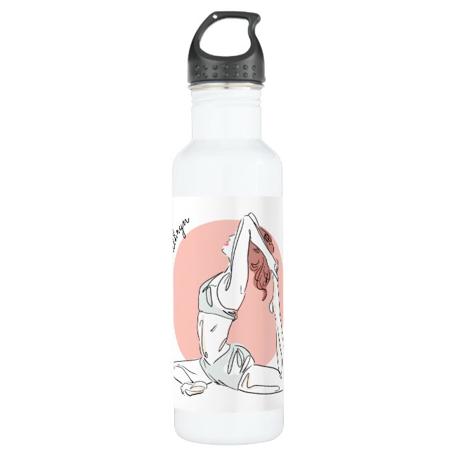 Yoga Mujer nombre botellas de agua personalizadas (Anverso)