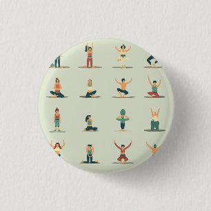 Yoga, pilates, botón temático, insignia de pin