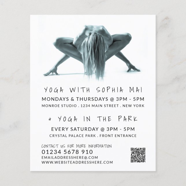 Yoga Pose, Yoga Class Advertising Flyer (Frente)