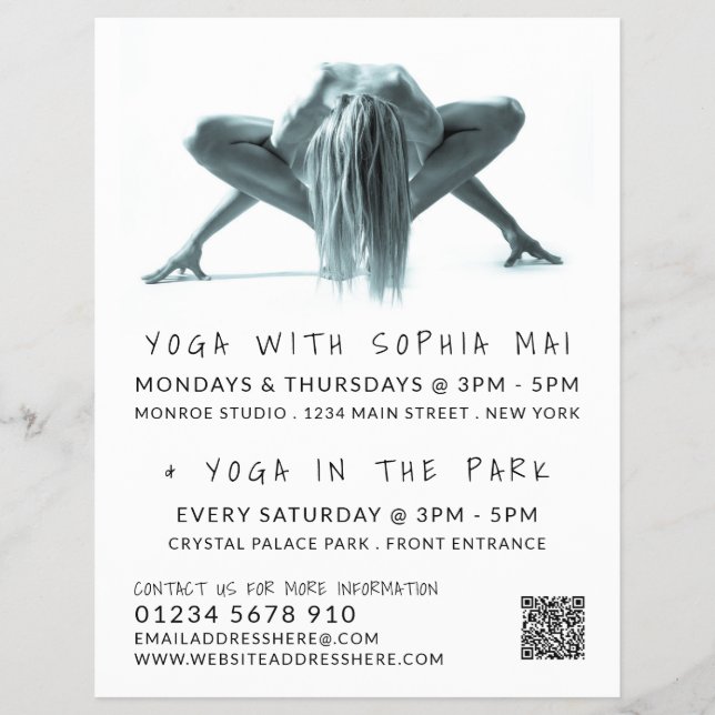 Yoga Pose, Yoga Class Advertising Flyer (Frente)