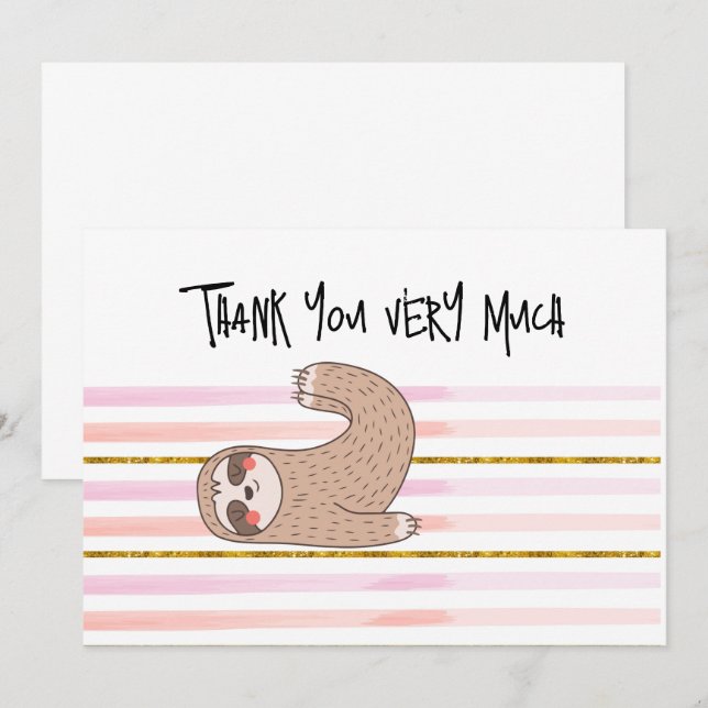 Yoga SLOTH Gracias tarjeta para amantes de la salu (Anverso / Reverso)