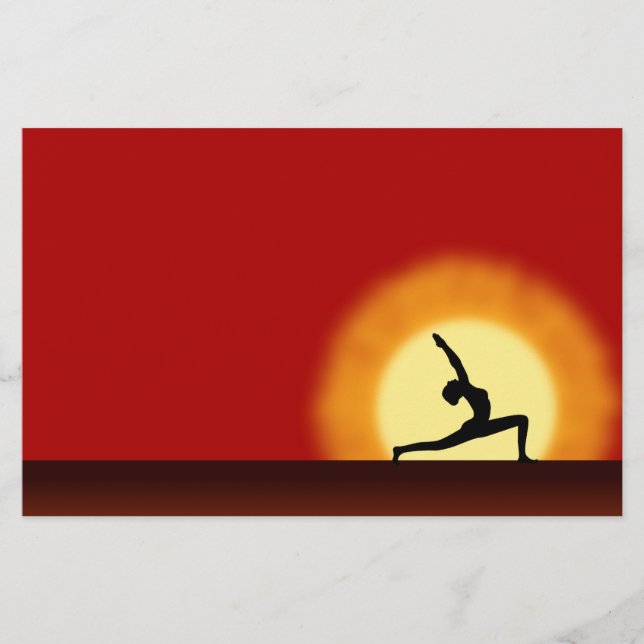 Yoga Studio Sunrise Warrior Pose Silhouette Flyers (Frente)