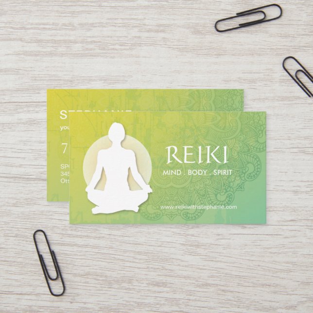 Yoga y tarjetas de visita de Reiki (Anverso/Reverso In Situ)