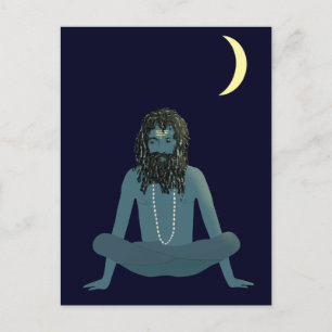 Yogi Shiva bajo la creciente postal lunar