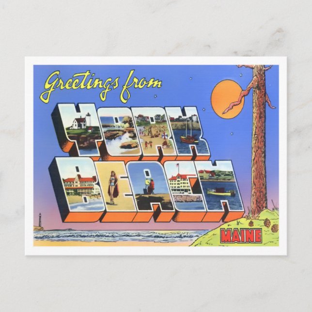 York Beach, postal de las grandes letras de Maine  (Anverso)
