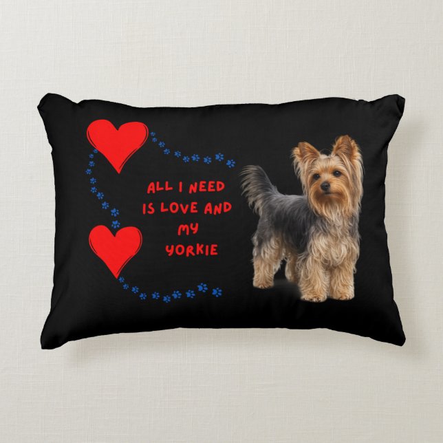 Yorkie Clásico | Almohada de Perro Fotorrealista (Anverso)