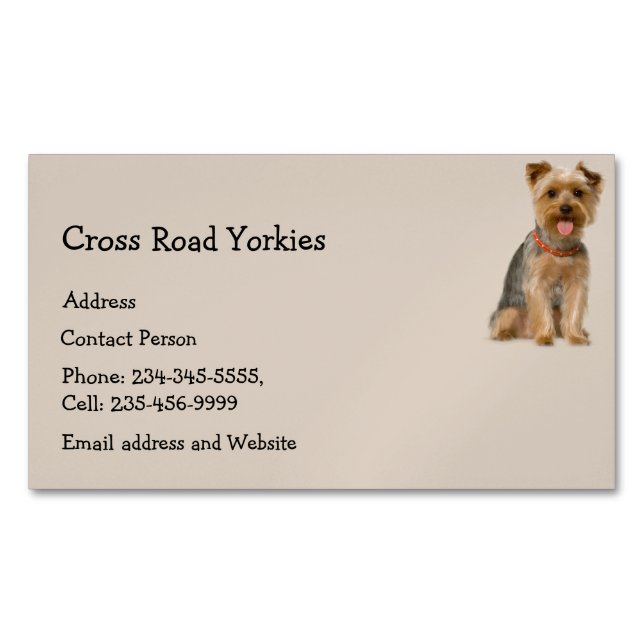 Yorkie Dog Mascota Animal Logo Tarjeta de negocios (Anverso)