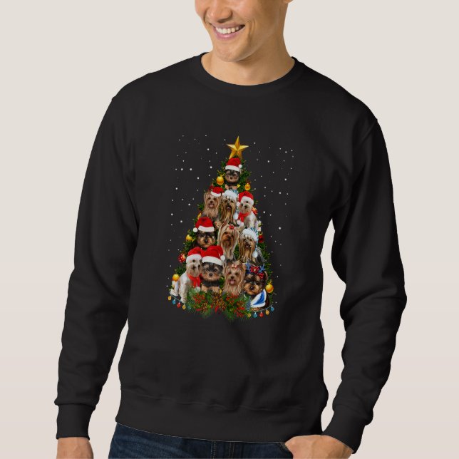 Yorkie Dogs Tree Christmas Sweater Xmas Pet Animal (Anverso)