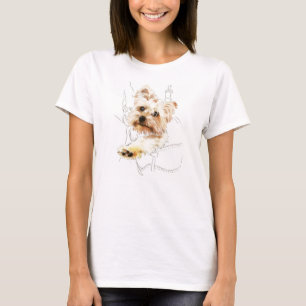 Yorkie en la mochila - Camiseta de dibujo a color