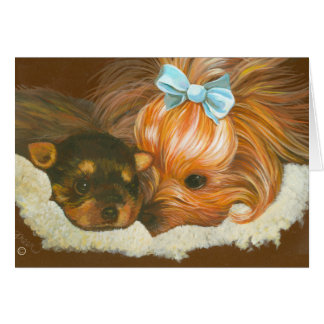 Yorkie mamá con cachorro