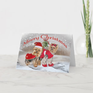 Yorkie Merry Christmas con tarjetas Mistletoe