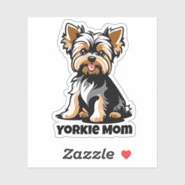 Yorkie Mom Die-Cut Pegatina | Texto de personaliza