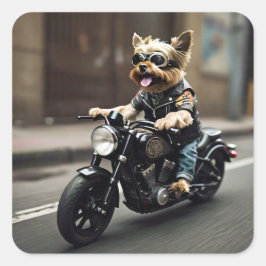 Yorkie Riding Motorcycle Pegatina