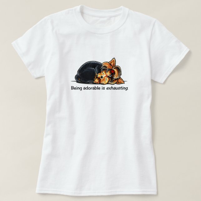 Yorkie Ser Adorable Fuera De Leash Art™ Camiseta (Diseño del anverso)