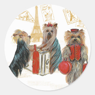 Yorkie Travel Paris Eiffel Tower Pegatinas