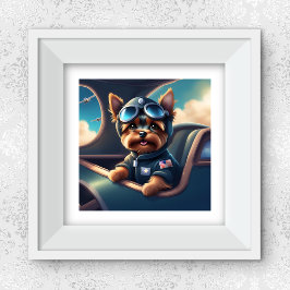 Yorkie Volando En El Avión AI Generó Arte De Perro