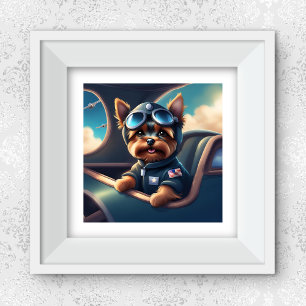 Yorkie Volando En El Avión AI Generó Arte De Perro