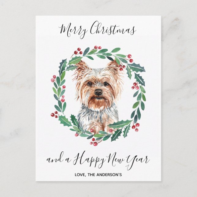 Yorkshire Terrier Dog Elegant Feliz Navidad (Anverso)