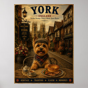 Yorkshire Terrier en arte de viaje vintage de York