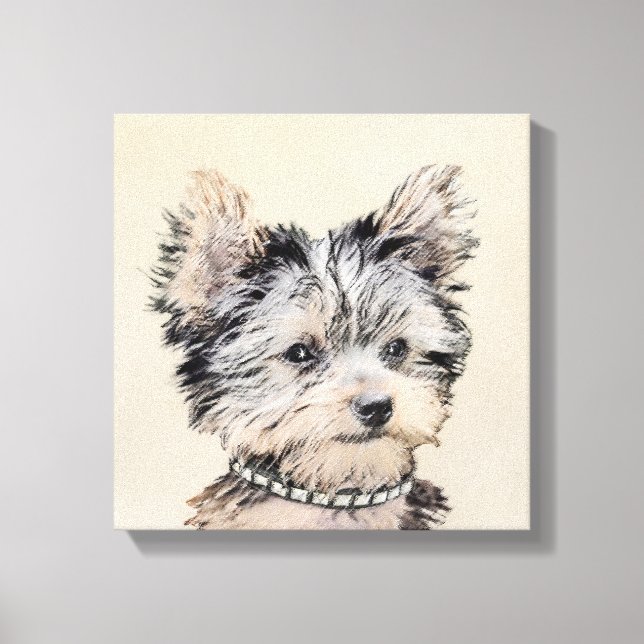Yorkshire Terrier Puppy Pintando Arte Original De  (Anverso)
