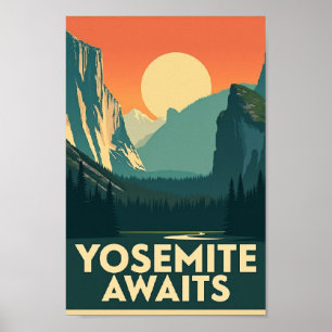 Yosemite Espera - Póster de Viaje Retro