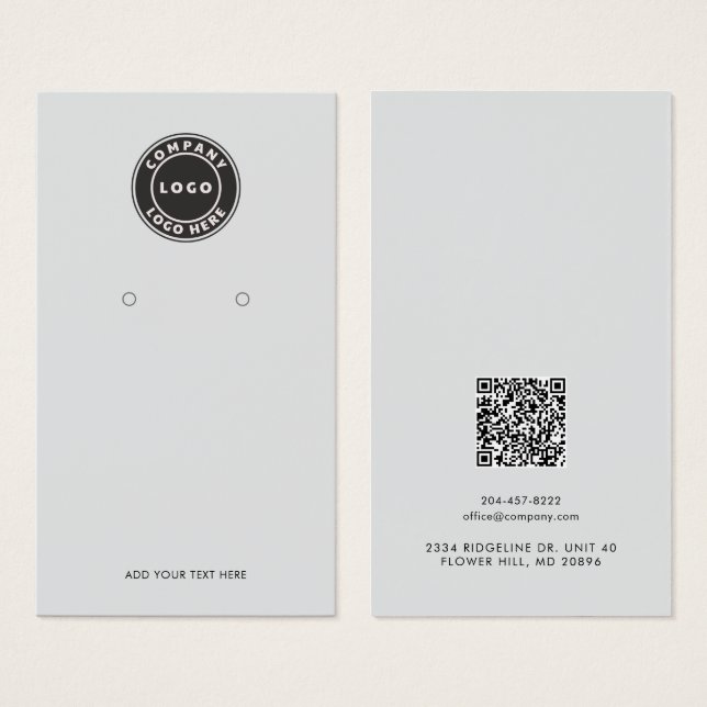 Your Business Logo QR Code Earrings Display Card (Anverso y reverso)
