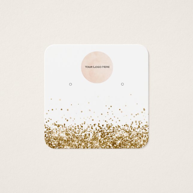 Your Logo Gold Glitter Earring Display Card (Anverso)
