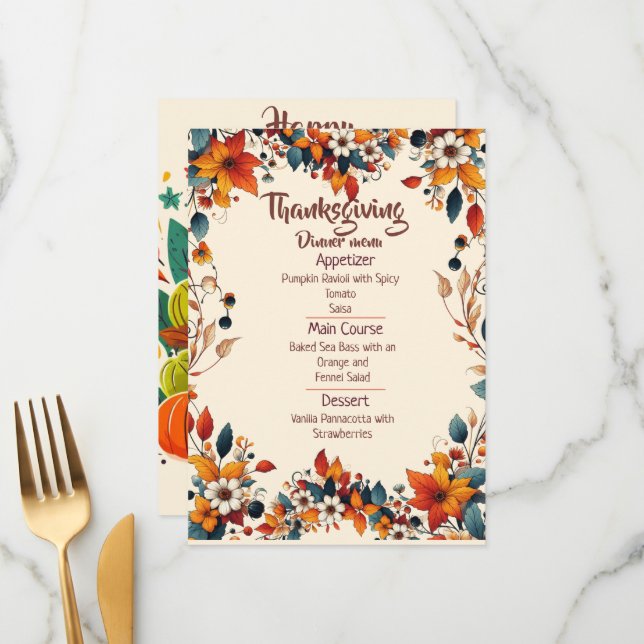 YOUR THANKSGIVING DINNER WITH A CUSTOMIZED MENU  (Anverso/Reverso In Situ)