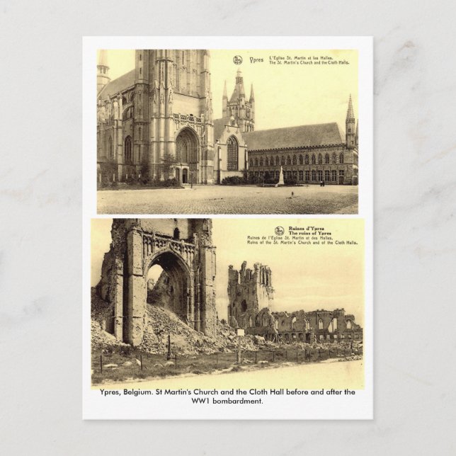 Ypres, Bélgica - Postales para el bombardeo de la  (Anverso)