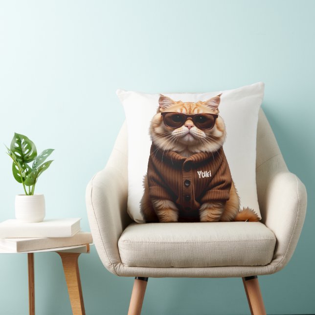 Yuki el gato: Cojín decorativo acogedor (Silla)