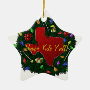 Yule feliz usted ornamento del navidad de Tejas