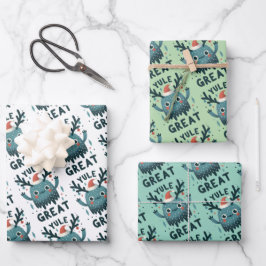 Yule Great lindo Navidades envolviendo hojas de pa