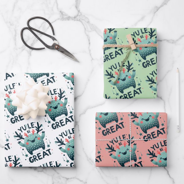 Yule Great lindo Navidades envolviendo hojas de pa (Anverso)