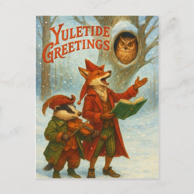Yuletide Greetings Doble Tarjeta De Saludo (Anverso)