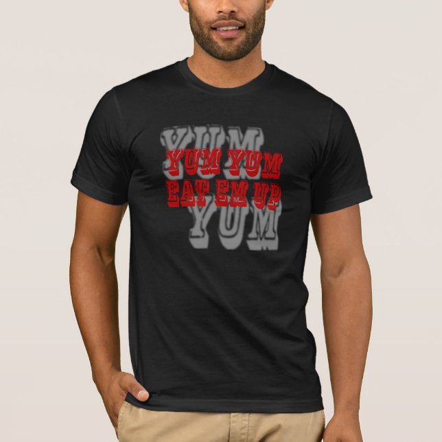 "Yum Yum coma camiseta del Em para arriba" (Anverso)