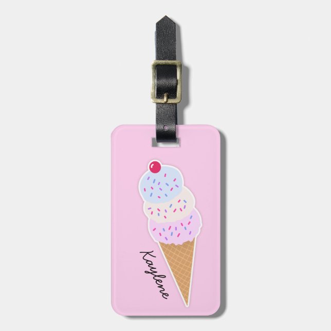 Yummy Icecream Cone etiqueta de equipaje personali (Frente Vertical)