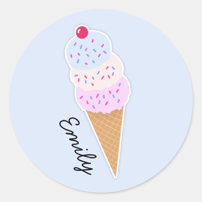 Yummy Icecream Cone Pegatina de redondeo personali (Anverso)