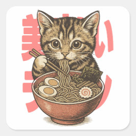 Yummy Ramen Kitten Pegatina