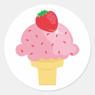 Yummy Strawberry Ice Cream Cone Pegatinas