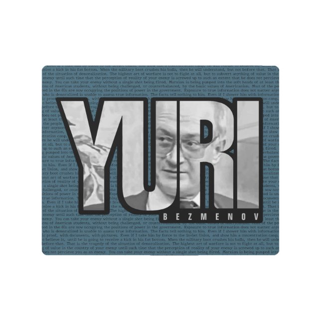 Yuri Bezmenov cita texto arte mural Metalizado (Anverso)