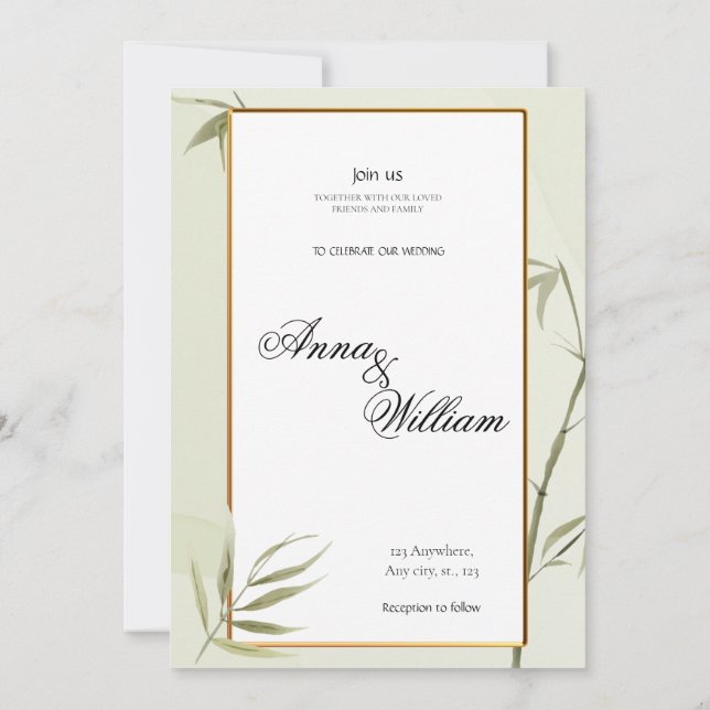 YUUP Bamboo invitación a boda temática vegetación (Reverso)
