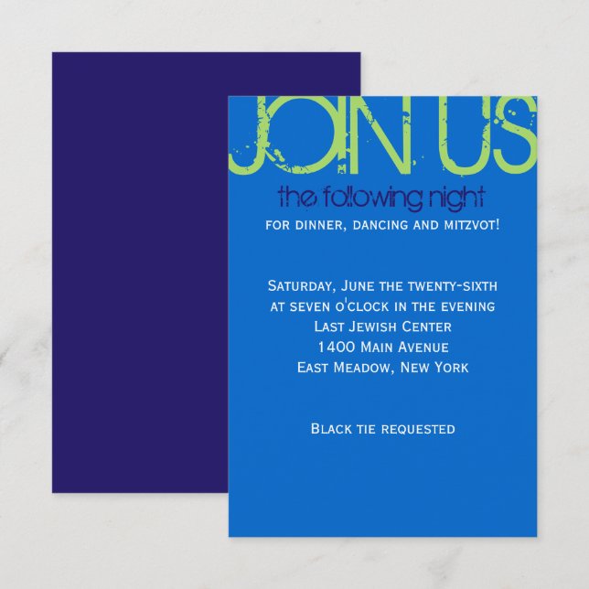 Z Colección inicial Bat Tarjeta Fiesta Mitzvah (Anverso / Reverso)