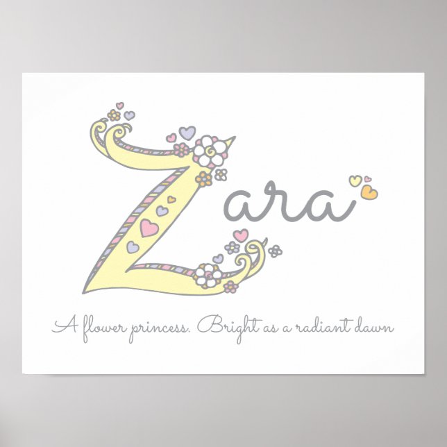 Z para Zara nombre de arte del doodle inicial (Frente)