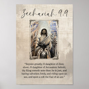 Zacarías 9:9 Jesús en un burro Arte de pared Impri