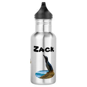 Zack Nombre Con Pingüino, Botella De Agua