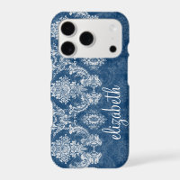 Zafiro Azul Patrón Damask Vintage Nombre