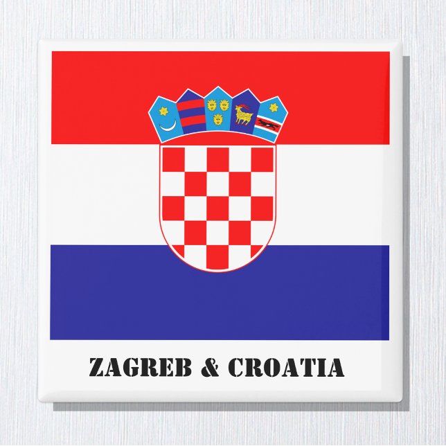 Zagreb y Croacia, imán de bandera croata (Subido por el creador)